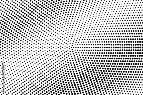 Black on white halftone vector texture. Bright perforated surface. Abstract dotwork gradient. Digital pop art background