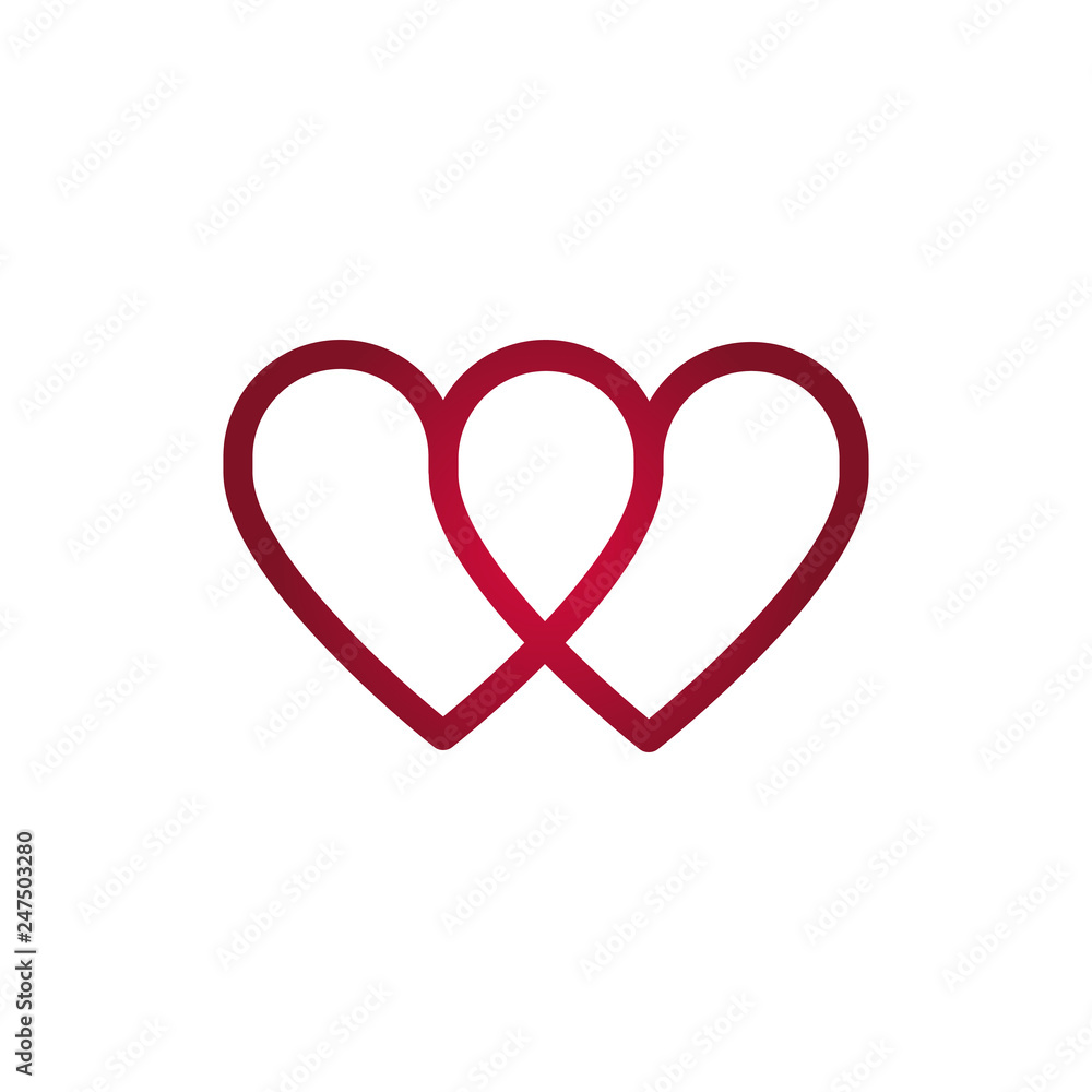 Loop from two hearts. Abstract vector symbol of love. Vector illustration isolated on white background. Loop from two hearts. Abstract vector symbol of love. Vector illustration isolated on white background.