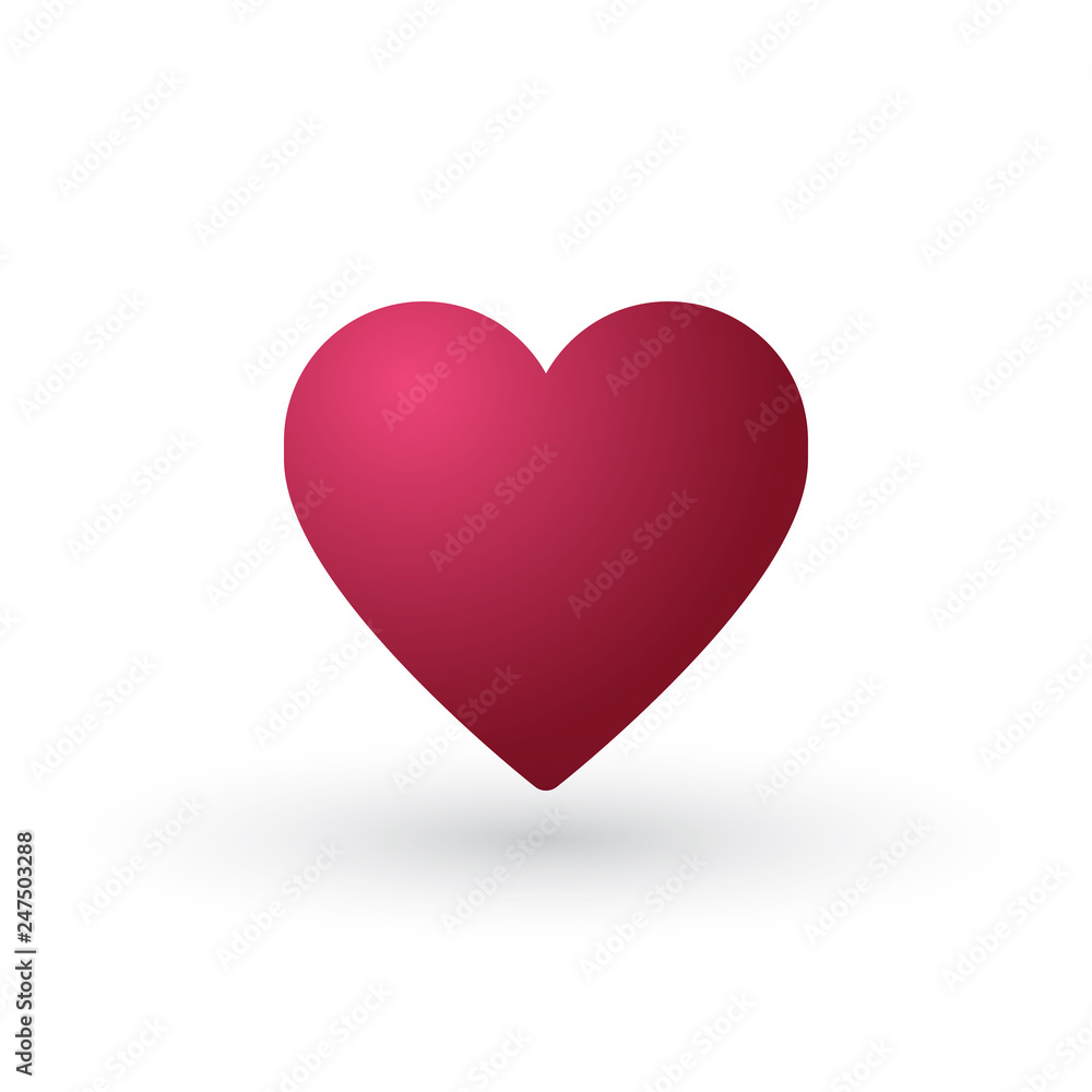 Red heart shape vector design element empty blank template isolated on white sign symbol icon.