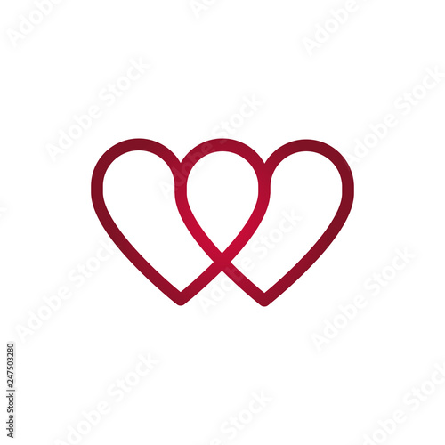 Loop from two hearts. Abstract vector symbol of love. Vector illustration isolated on white background.