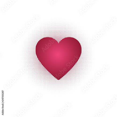 Red Heart with Halftone background, Vector illustration isolated on white background.