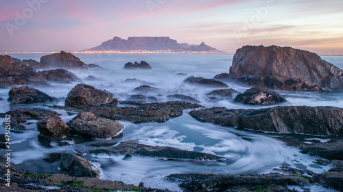 Long exposure taken from Bloubergstrand overlooking Table Mountain.