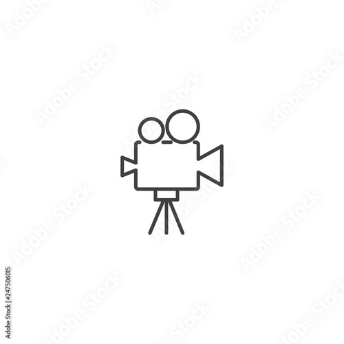 Video camera on tripod icon vector