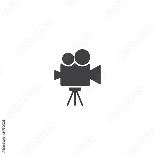 Video camera on tripod icon vector
