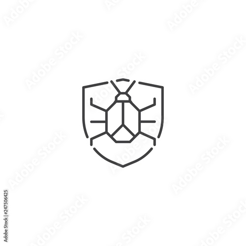 Shield bug, protect computer virus icon vector