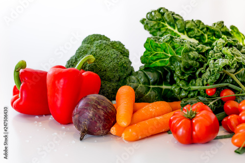 Mixed vegetables on a white background