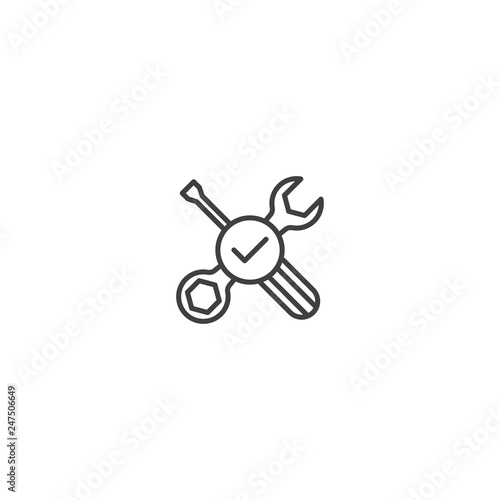 Repair success, service success line icon vector