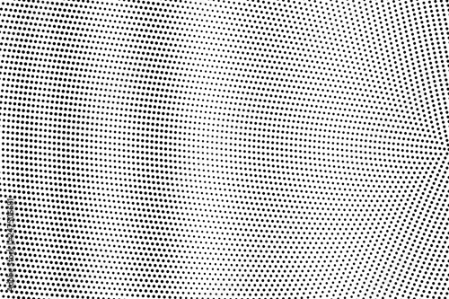 Black on white halftone vector texture. Radial perforated surface. Vertical dotwork gradient. Digital pop art background