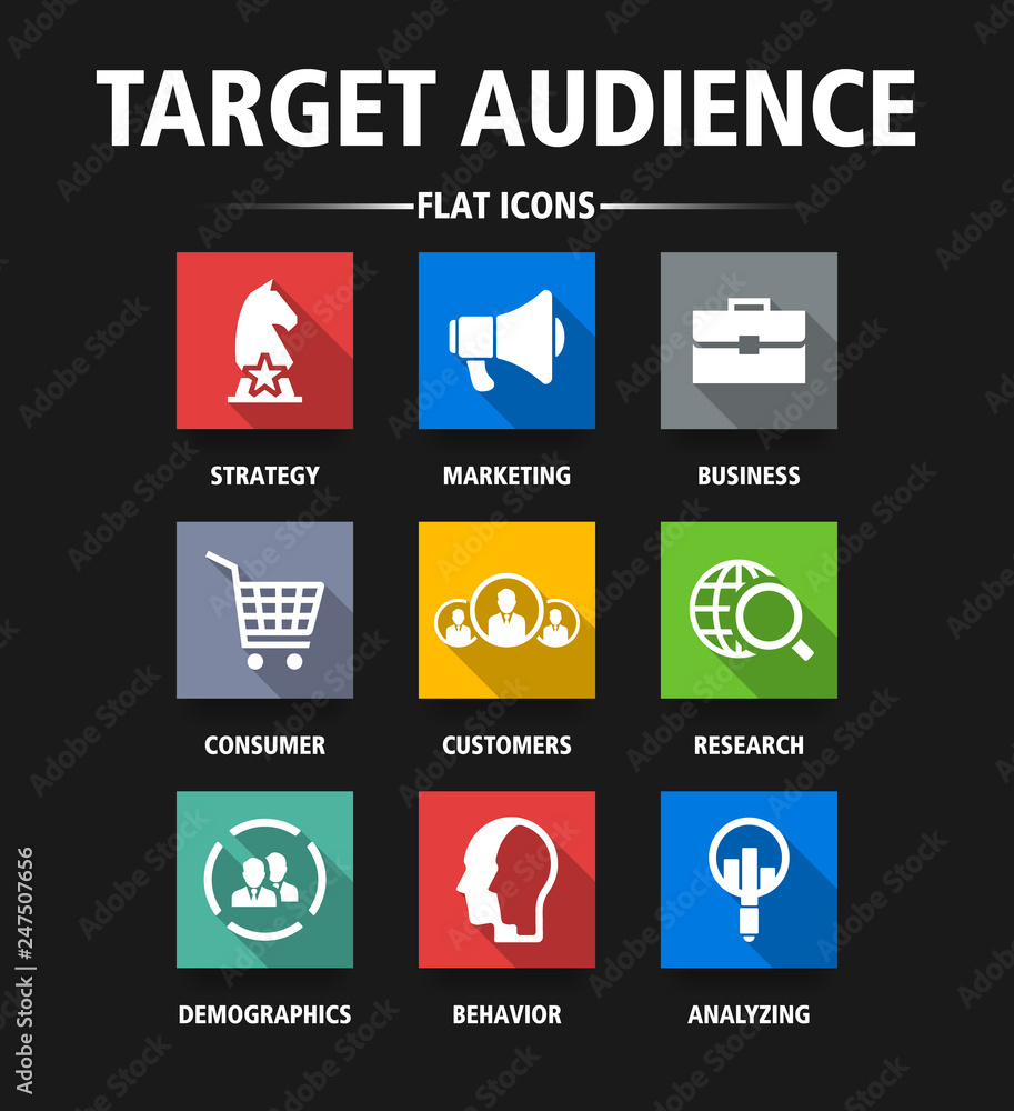 TARGET AUDIENCE FLAT ICONS TARGET AUDIENCE FLAT ICONS