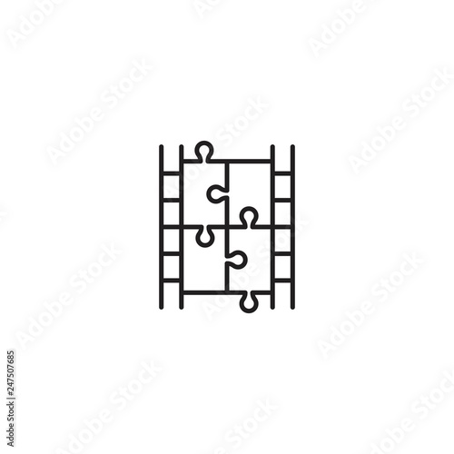 Film strip puzzle icon logo vector