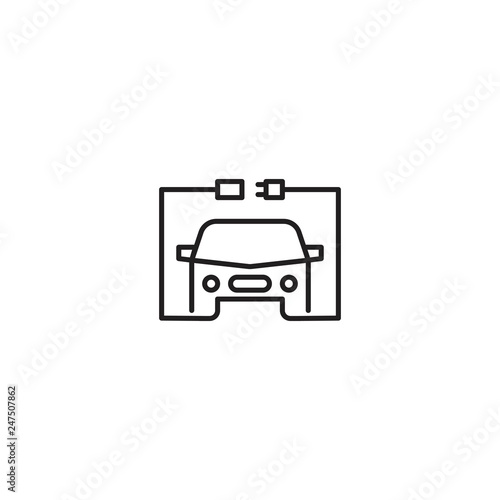 Electric car line icon vector