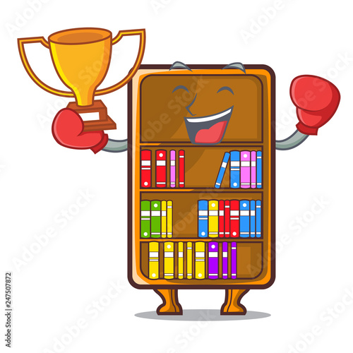 Boxing winner cartoon bookcase in the study room