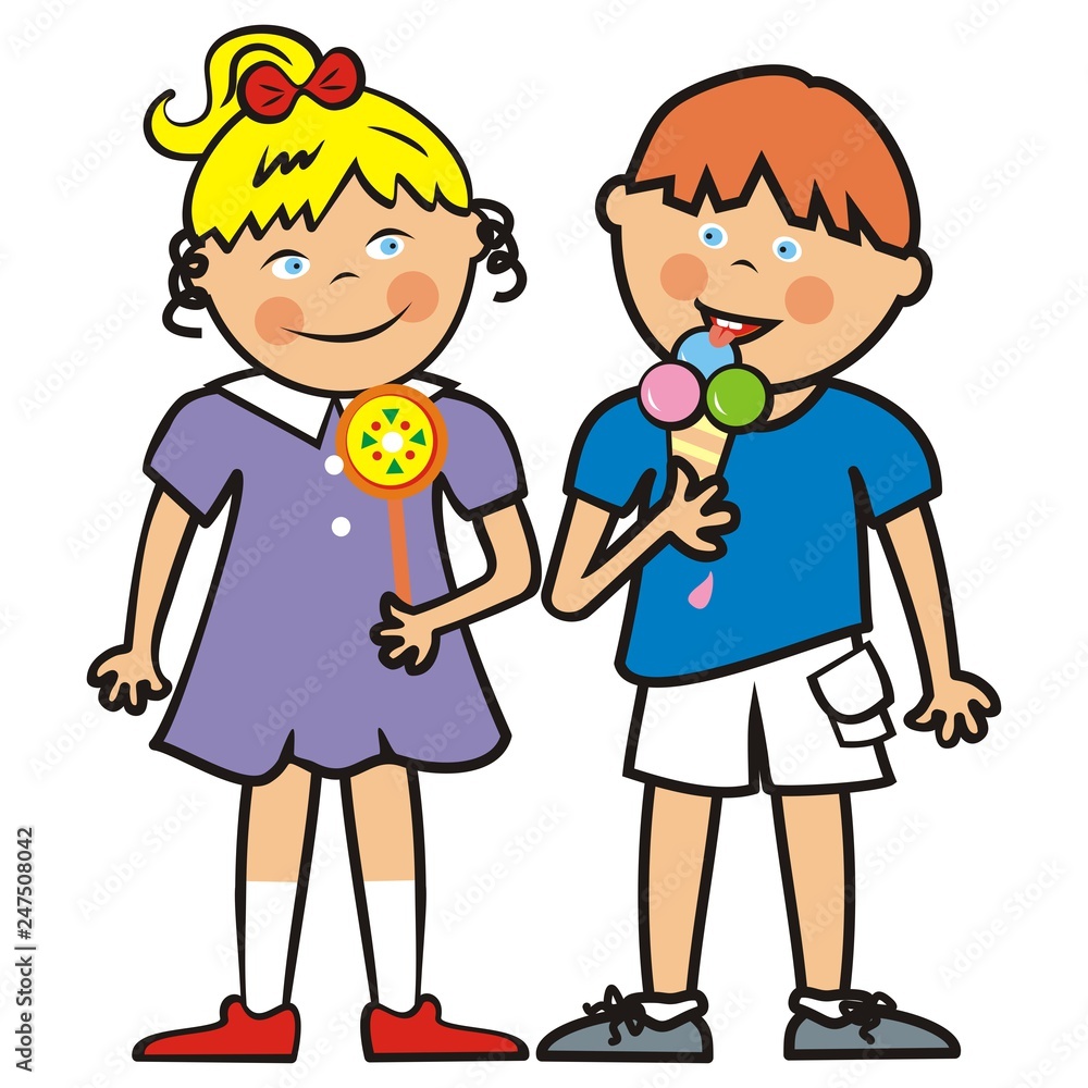 Little children and sweetmeats, vector icon Little children and sweetmeats, vector icon