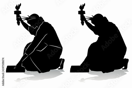 silhouette of the Statue of Liberty , vector draw