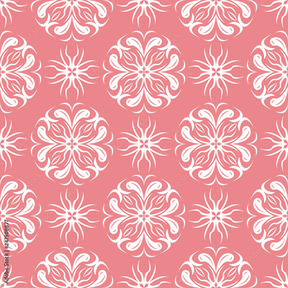 Floral seamless pattern. White flowers on pale pink background Floral seamless pattern. White flowers on pale pink background