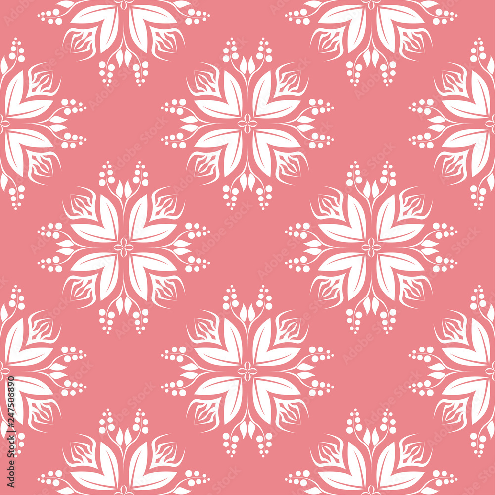White seamless design. On pale pink background White seamless design. On pale pink background