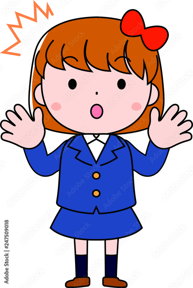 A bob cut female student expressing emotion A bob cut female student expressing emotion