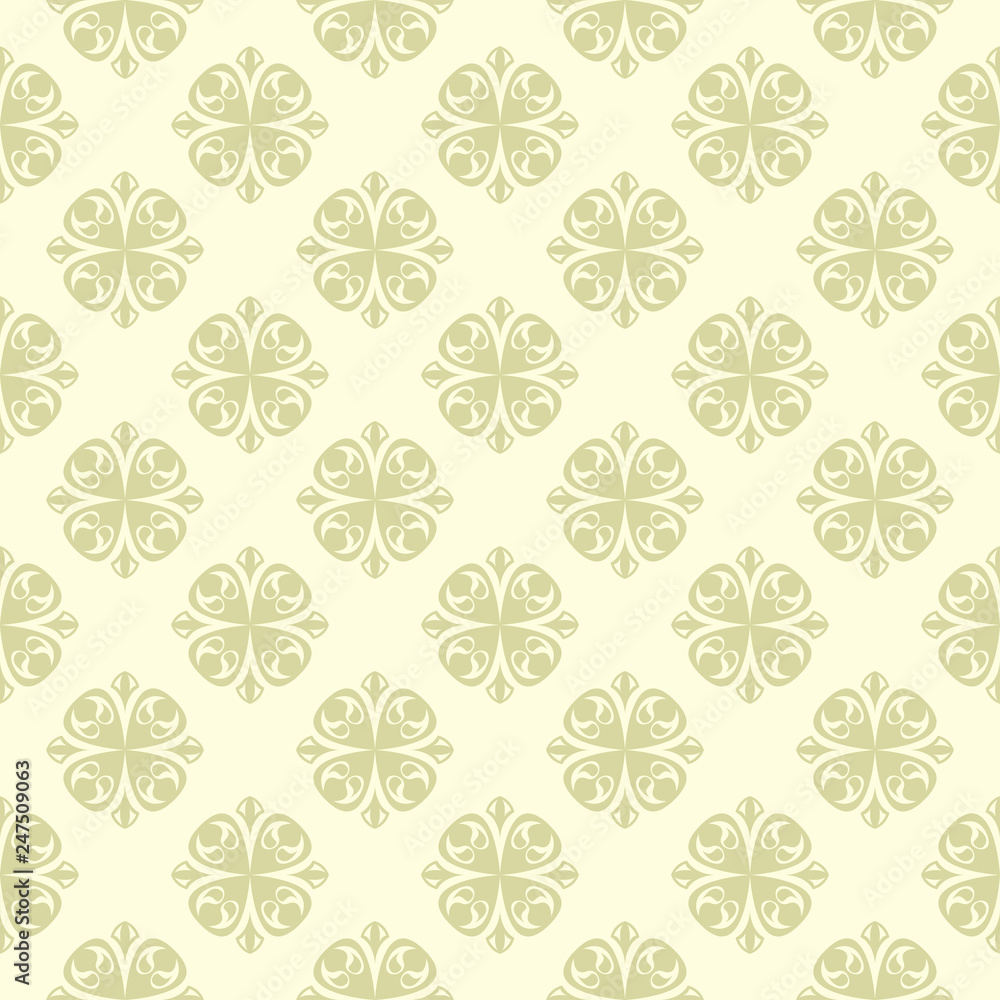 Floral seamless pattern. Olive green background
