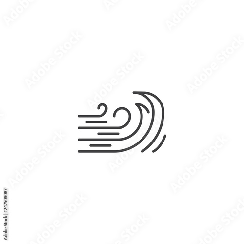 Wind and waves line icon vector