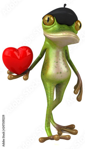 Fun french frog - 3D Illustration
