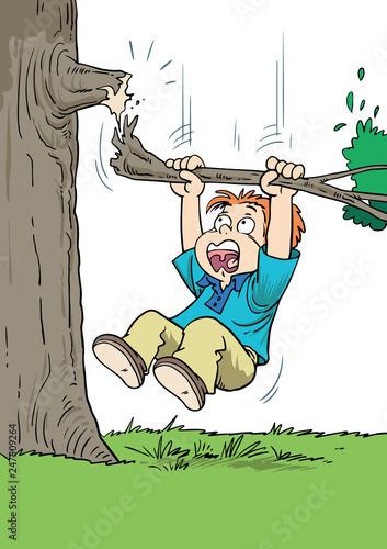 boy falling from the tree