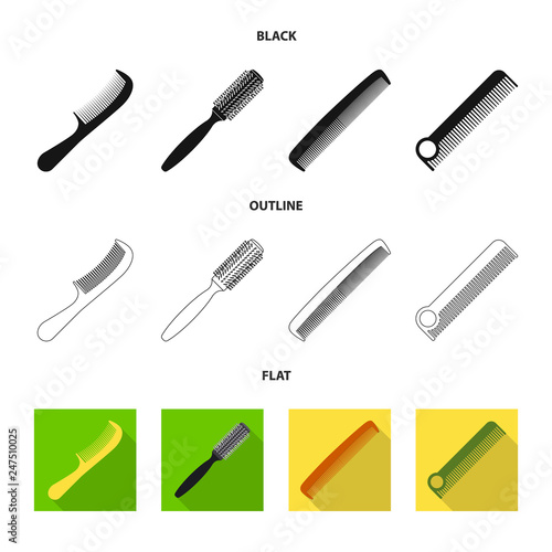 Isolated object of brush and hair sign. Collection of brush and hairbrush stock vector illustration.