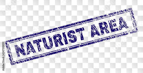 NATURIST AREA stamp seal print with rubber print style and double framed rectangle shape. Stamp is placed on a transparent background.