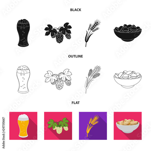 Vector design of pub and bar sign. Set of pub and interior stock symbol for web.