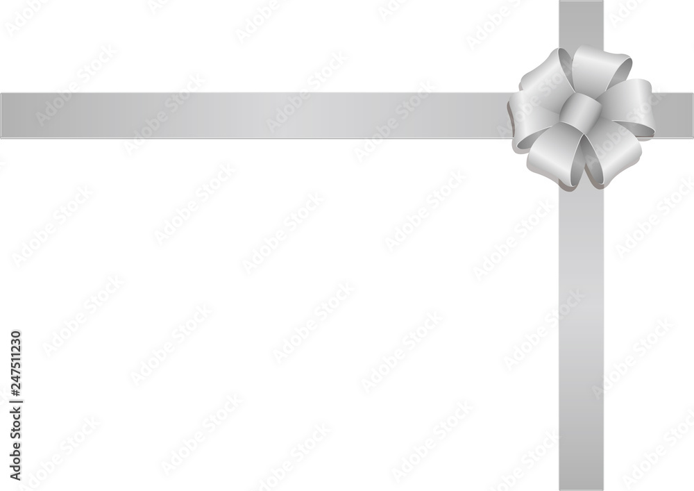 Crossed ribbons and flower loop hair bow / silver Crossed ribbons and flower loop hair bow / silver