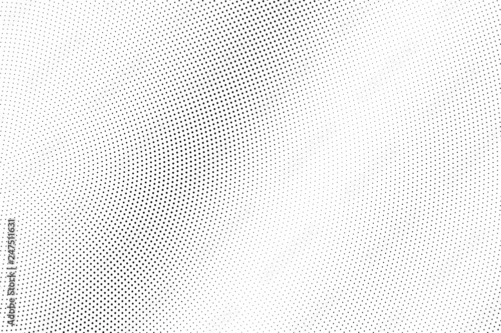 Black dots on white background. Abstract perforated surface. Smooth halftone vector texture. Micro dotwork gradient