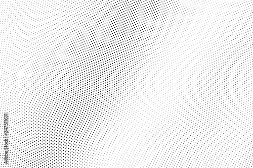 Black dots on white background. Abstract perforated surface. Smooth halftone vector texture. Micro dotwork gradient