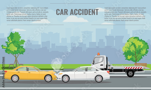 Car crash or accident concept illustration. Vector illustration for infographic template.
