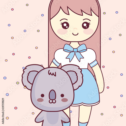 cute and little koala with girl