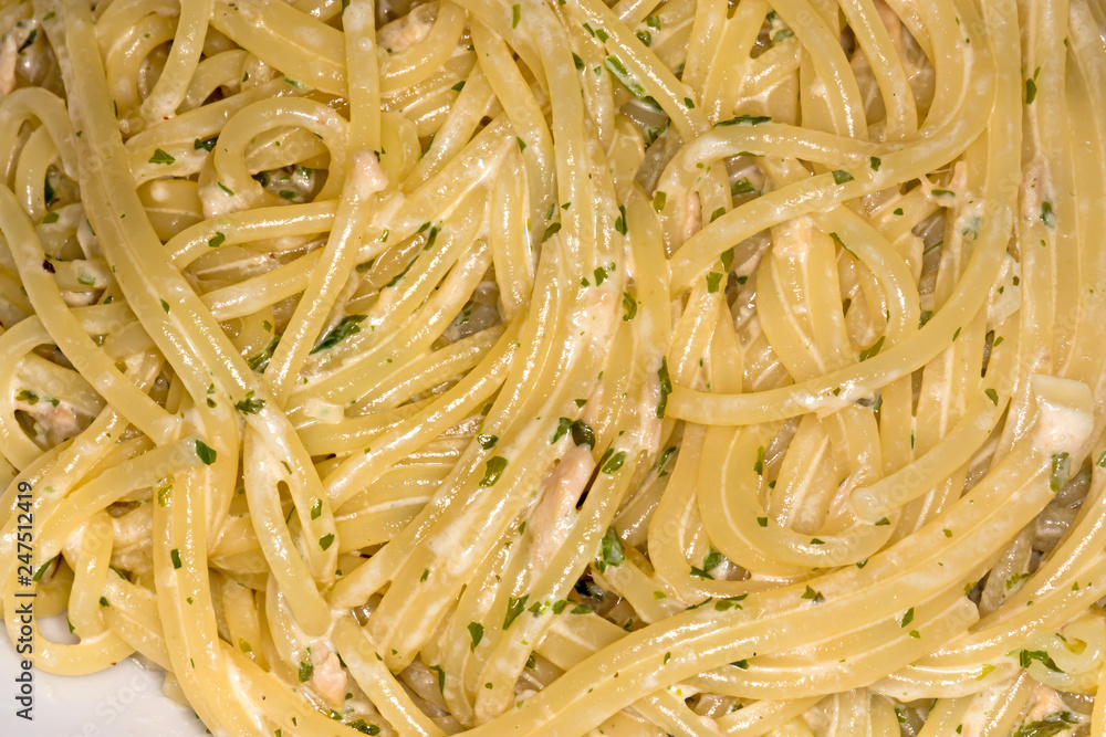 Spaghetti mit Käse-Sahne-Sosse Spaghetti mit Käse-Sahne-Sosse