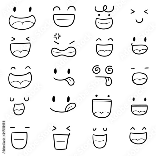 vector set of cartoon face