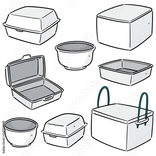 vector set of foam container