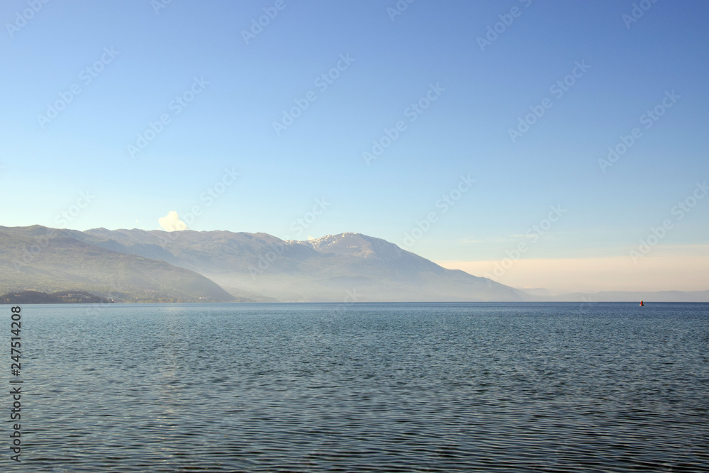 Ohrid lake view with mountain background, Macedonia. Ohrid lake view with mountain background, Macedonia.