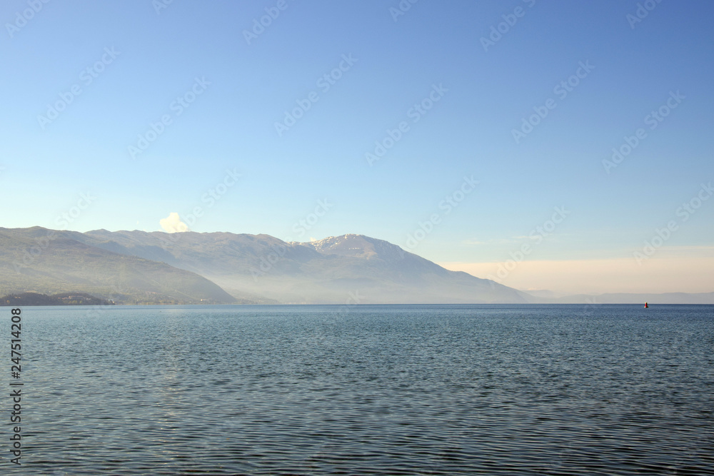 Ohrid lake view with mountain background, Macedonia.