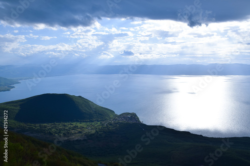Ohrid Lake  top view. Pogradec  Albania - Macedonia border.