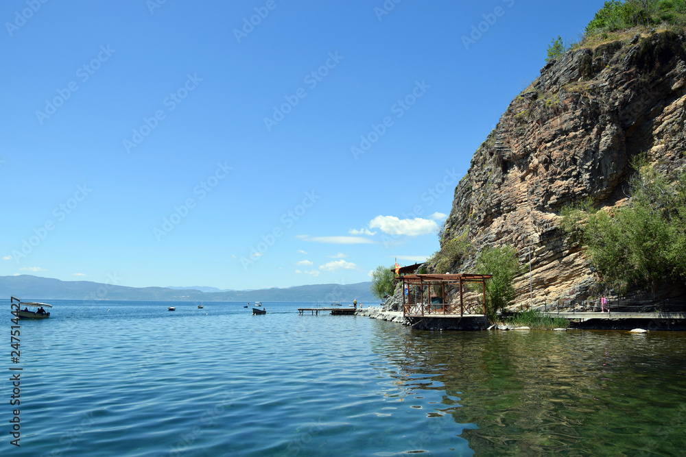Ohrid lake cliffs. Ohrid, Macedonia.