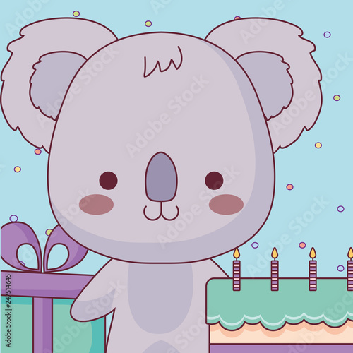 cute and little koala with sweet cake