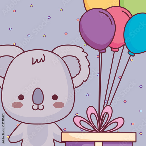 cute and little koala with gift