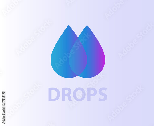 Two water drops Design element logo icon