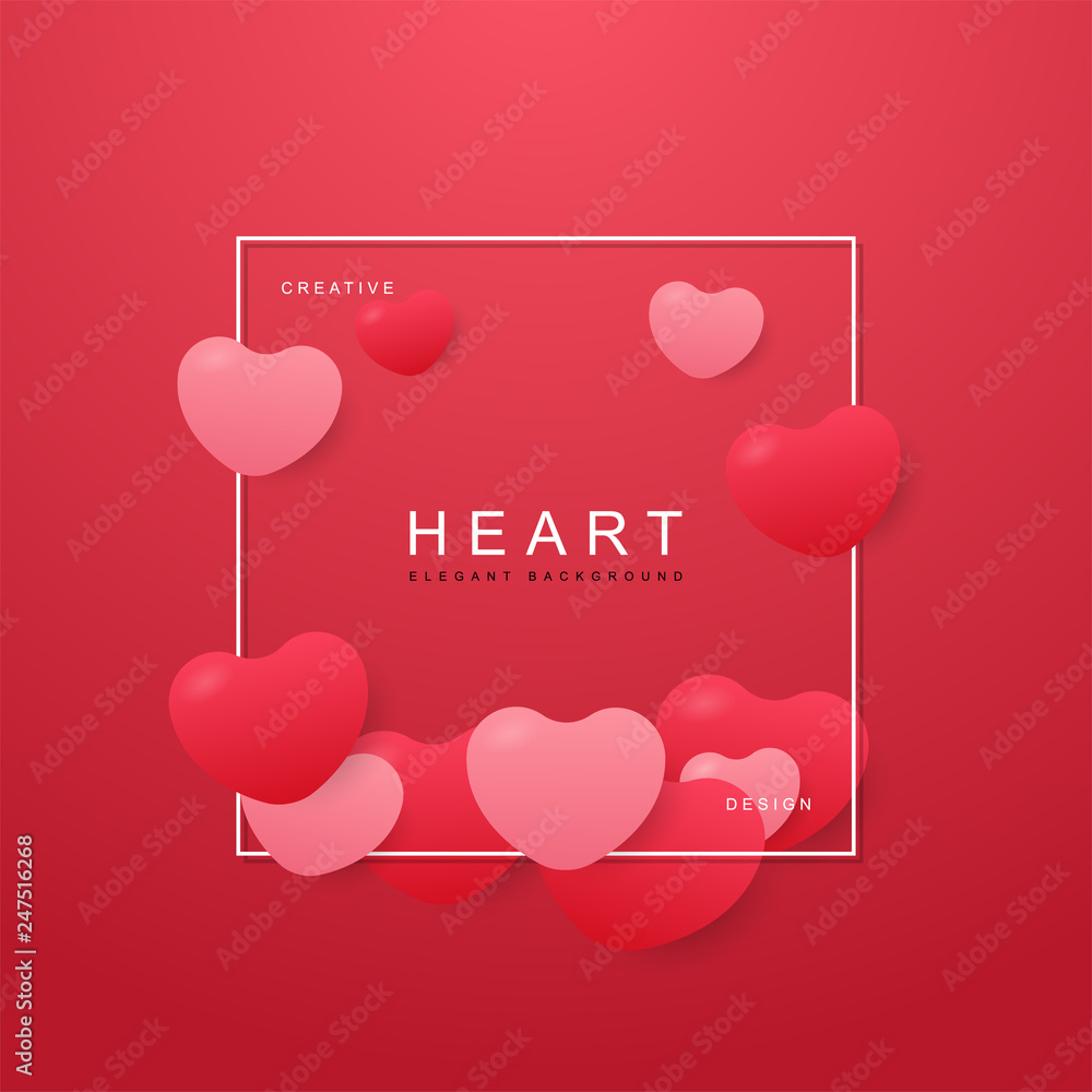 Heart abstract banner pink colors, with space for text. Usable for web, landing page, social media, print, banner, backdrop, background template.