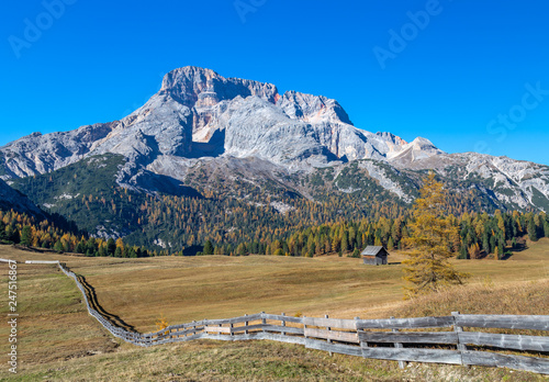 Obraz na plátně Blick über die Plätzwiese auf die Hohe Gaisl, Dolomiten, Südtirol