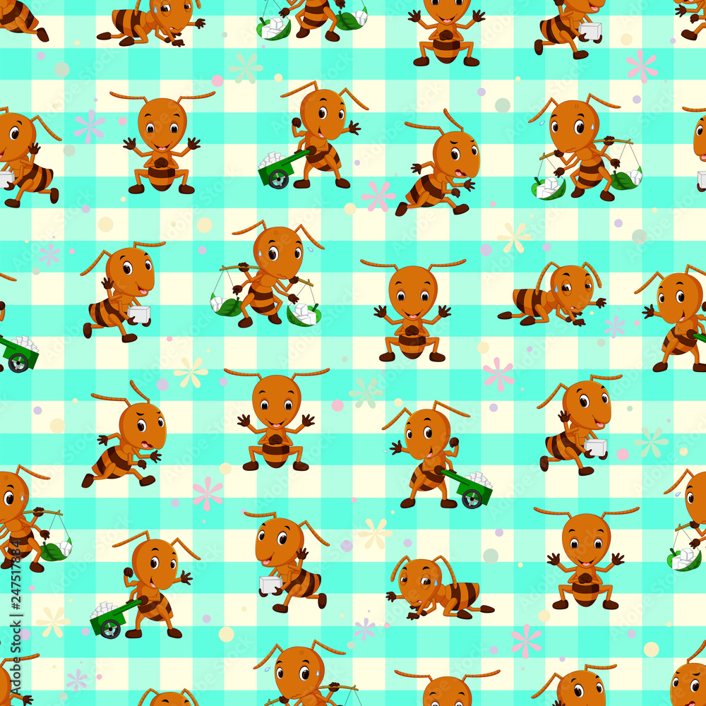 Seamless pattern with ant cartoon Seamless pattern with ant cartoon