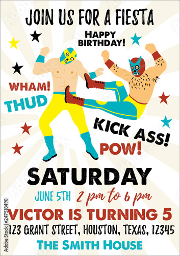 Set of Vintage Lucha Libre tickets. Lucha Libre Birthday Party.
