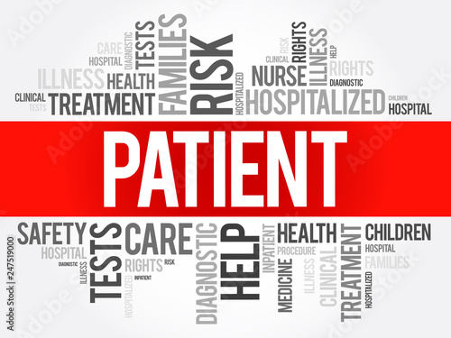 Patient word cloud collage, health concept background