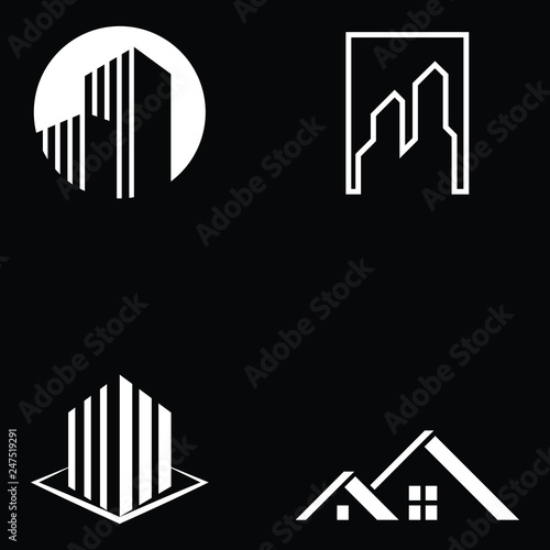Real Estate Logo Design Set. Creative Abstract Real Estate Icons