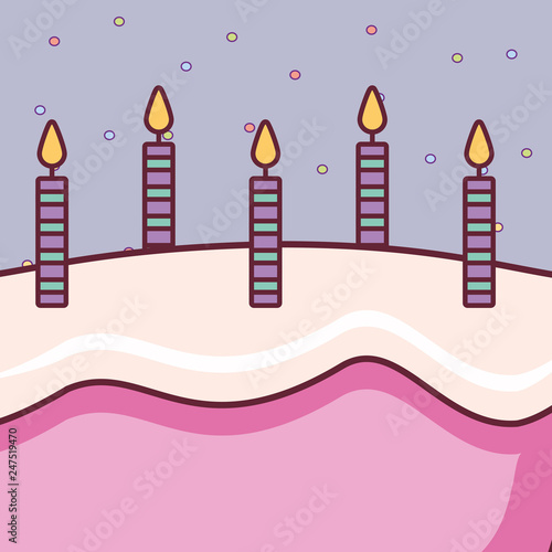 sweet birthday cake with candles